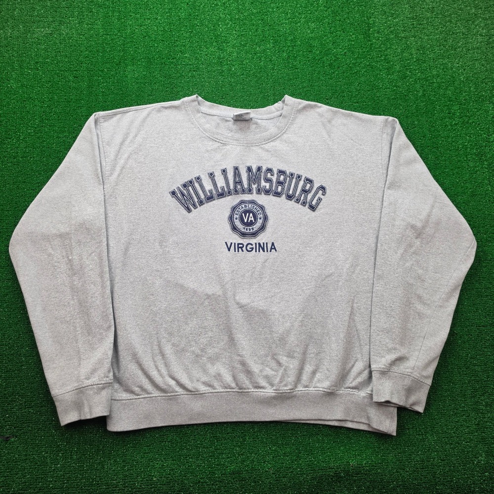 Vintage Crazy Apparel Williamsburg Virginia Applique Sweatshirt Mens XL Gray
